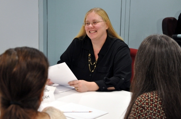 Elizabeth Couturier, vice president of client relations and moderator of focus groups at Las Vegas Field and Focus, readies her team for a focus group at the firm‘s offices. (Photo by Joe Co ...