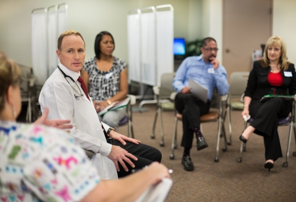 Dr. Nicholas Tibaldi, chief of the gastroenterology department at  Southwest Medical Associates, interacts with patients during a shared appointment. (Courtesy, Southwest Medical Associates)  Unda ...