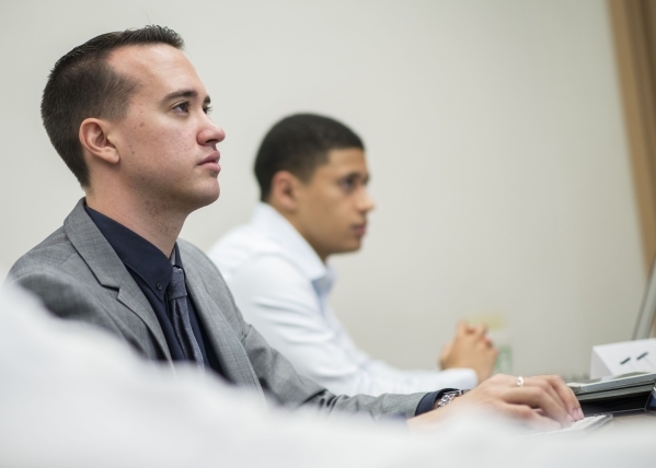Roddrick Reed listens during a meeting of  UNLV‘s Rebel Venture Fund at the Lee Business School on Friday, Sept. 25, 2015.  The Rebel Venture Fund provides experiential learning opportunitie ...