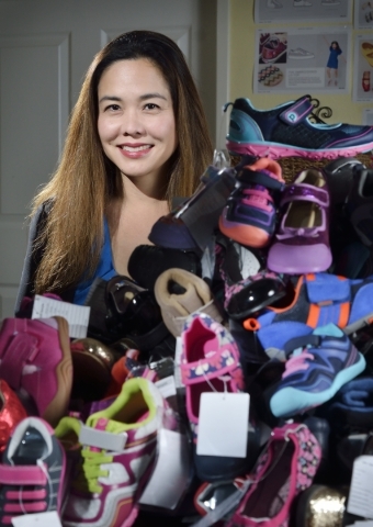 Angela Edgeworth, founder and president of Pediped Footwear, is shown at company headquarters at 1191 Center Point Drive in Henderson on Thursday, Oct. 8, 2015. (Bill Hughes/Las Vegas Review-Journal)