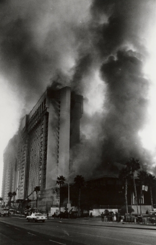 Smoke billows from the massive MGM Grand hotel the morning of Nov. 21, 1980, from a fireball that raced across the casino floor. A total of 87 people died in the nation‘s second-worst hotel  ...