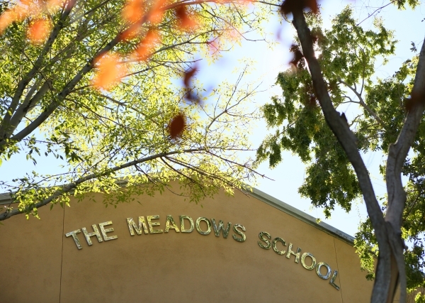 The Meadows School entrance is shown Thursday, Nov. 12, 2015, in Las Vegas. The Meadows School is a college preparatory, nonprofit, nonsectarian school that caters to students grades PreK-12 and i ...