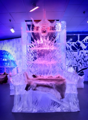 A throne is part of the interior decor for the Minus5 Ice Bar in The Shoppes at Mandalay Place at 3930 Las Vegas Blvd. S. on Friday, Feb. 5, 2016. Bill Hughes/Las Vegas Review-Journal