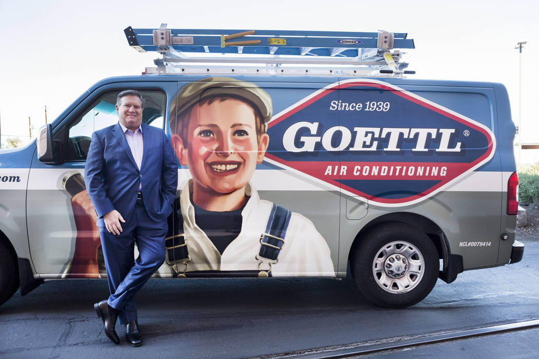 Goettl Air Conditioning owner Ken Goodrich stands next to his company's signature van outside of the Las Vegas Review-Journal photo studio, Las Vegas, Tuesday, Feb. 28, 2017.  (Elizabeth Brumley/L ...