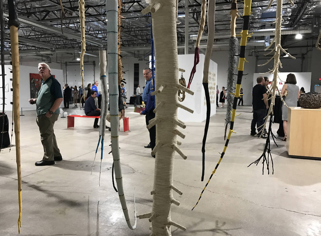 Works (foreground) by artist Galen Brown are featured at Tilting the Basin, a 10-week exhibit presented by the Nevada Museum of Art and Art Museum at Symphony Park. The show opened Mar. 16 at a po ...