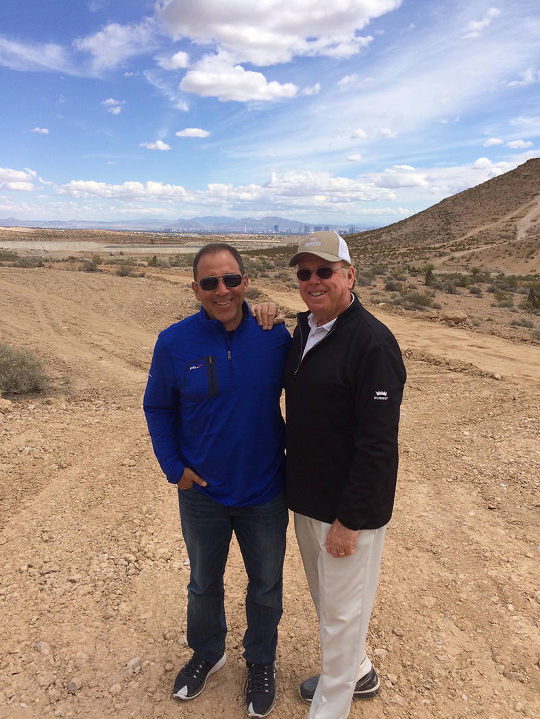 From left, Discovery Land Inc founder Mike Meldman and celebrity golf designer Tom Fazio at The Summit, an ultra-luxury community under construction in Summerlin. (Courtesy)