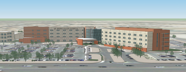 An artist's rendering shows Spring Valley Hospital after the four-story expansion is completed. (Courtesy)