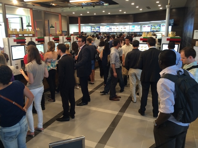 Ordering kiosks -- shown here at a Burger King in France -- have proved popular and efficient in Europe. Experts say they offer a promising solution for Las Vegas restaurants. (Courtesy Tillster)