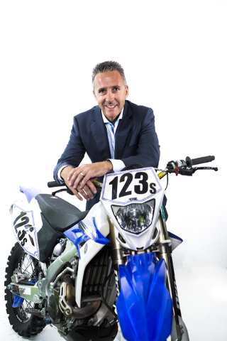 Shawn Danoski, CEO of DC Building Group, poises with his motorcycle in the Las Vegas Review-Journal studio on Monday, Aug. 12, 2016. Jeff Scheid/Las Vegas Review-Journal Follow @jeffscheid