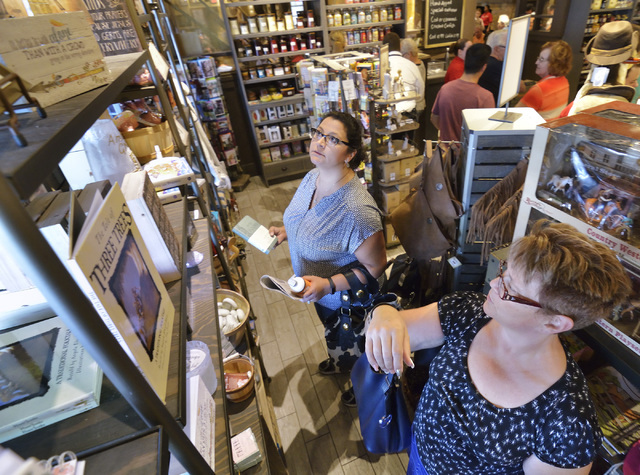 Carlie MacArthur, left, and Susanne Villagracia shop in the store at Cracker Barrel at 8350 Dean Martin Drive in Las Vegas on Friday, Aug. 5, 2016. Bill Hughes/Las Vegas Review-Journal
