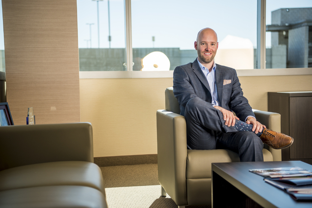Jonas Peterson, CEO of the Las Vegas Global Economic Alliance, poses for a photo in his office at 6720 Via Austi Pkwy. Suite 330, in Las Vegas on Monday, April 18, 2016. Joshua Dahl/Las Vegas Revi ...