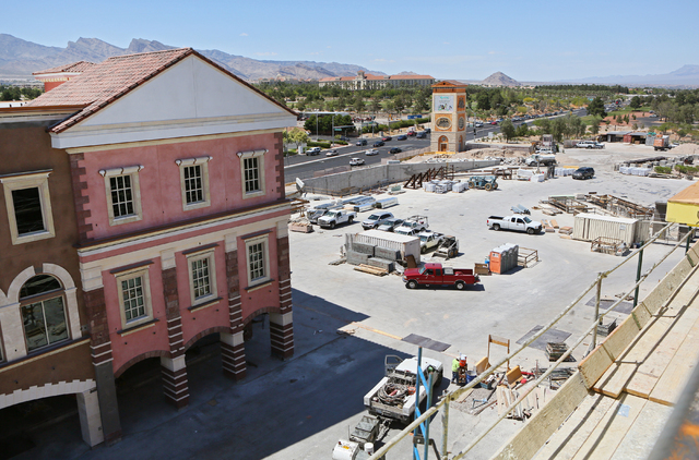 Construction for Tivoli Village’s second phase is shown Tuesday, May 31, 2016, in Las Vegas. The mixed-use shopping, office and dining center is slated to open in October. (Ronda Churchill/ ...