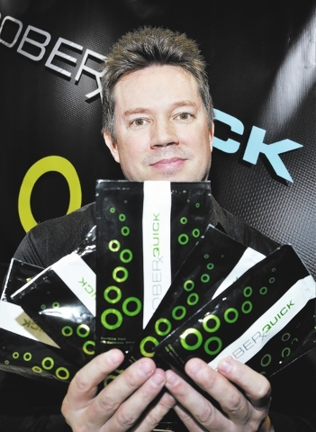Jared Anderson, president of Liquid Innovations, is shown at the SoberQuick booth at the Nightclub and Bar convention and trade show in the Las Vegas Convention Center at 3150 Paradise Road in Las ...