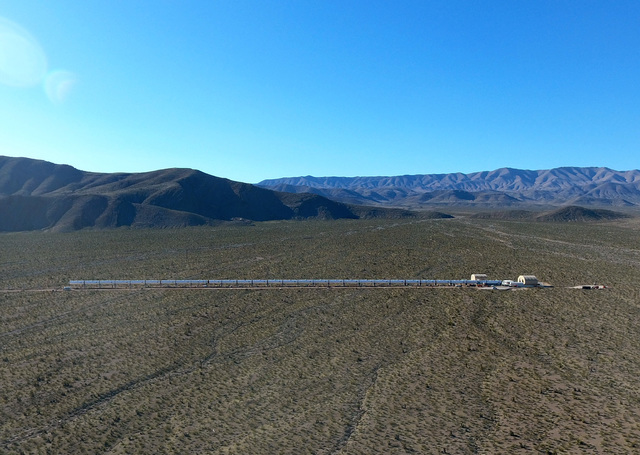 Michael Quine/Las Vegas Business Press
A segment of the Hyperloop project, as seen from the air on February 14, is part of the Apex Industrial Park located 30 miles North of Las Vegas.