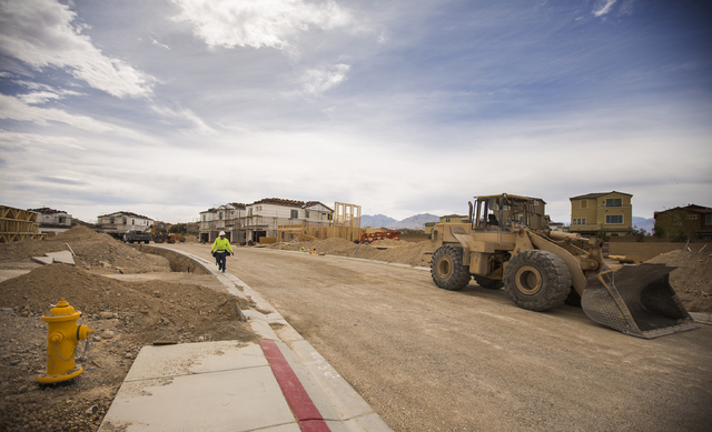 Construction at  Whisper Peak at Skye Canyon by Century Communities, is seen onMarch 21, 2016. The master plan community is located off of U.S. Highway 95 and Skye Canyon Park Drive. (Jeff Scheid/ ...