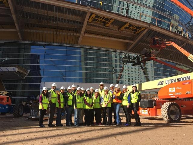 A group from CREW took a hard-hat tour of the new T-Mobile Arena. Courtesy