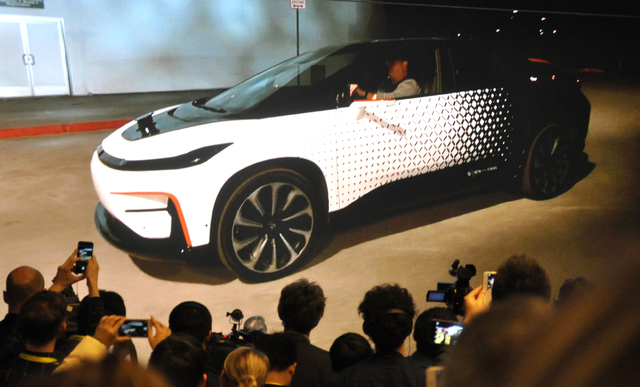 Faraday Future unveiled the FF 91 electric car Jan. 3 at the World Market Center Pavilion during CES. (Buford Davis/Las Vegas Business Press)