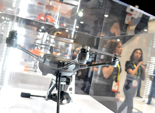 Unmmaned Aerial Systems technology was a highly represented sector at CES 2017, including these models from Shenzhen, China-based DJI, founded in 2006. (Buford Davis/Las Vegas Business Press)