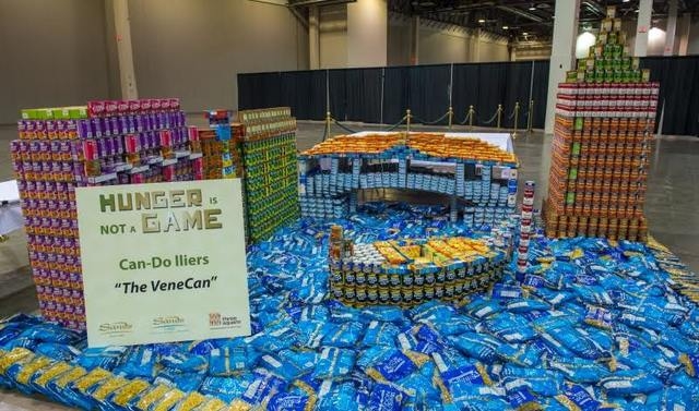 The winning entry in the ‘Can Construction’ event sponsored by Sands Cares and Sands ECO360° involved more than 4,000 food items collected by the Can-Do Lliers.