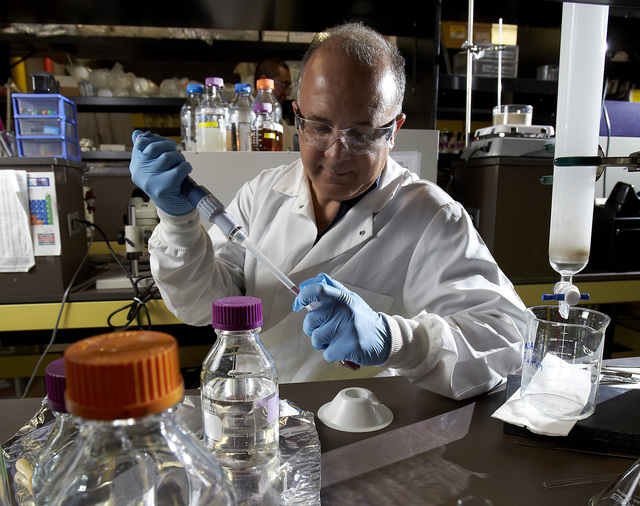 Photo courtesy of UNLV Innovation Magazine

UNLV biochemistry professor Ernesto Abel-Santos, who has recently started a business to commercialize his discovery of a possible way to prevent C. Diff ...