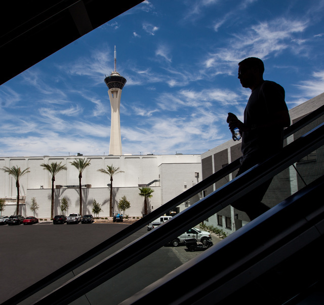 A man takes the escalator down from the SLS hotel-casino Las Vegas Monorail station on Thursday, July 9, 2015. (Chase Stevens/Las Vegas Review-Journal) Follow Chase Stevens on Twitter @csstevensphoto