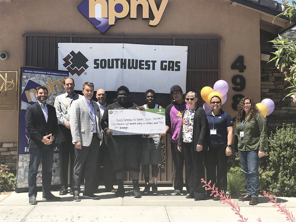 Southwest Gas employees donated more than $50,000 to Nevada Partnership for Homeless Youth to support the nonprofit's continued battle against youth homelessness. (Courtesy)