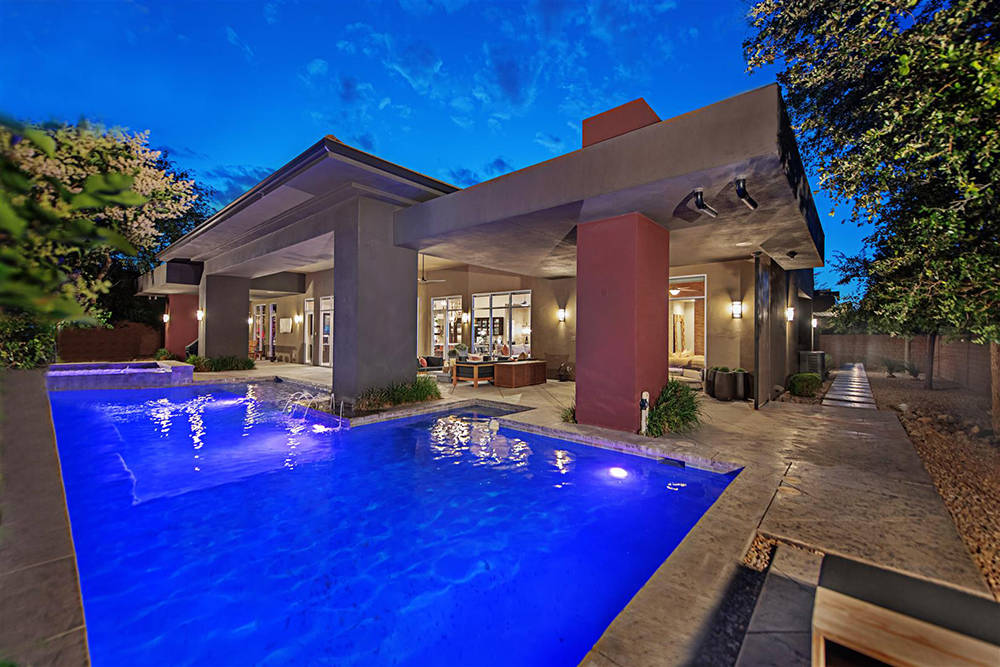The Ridges home has a backyard with a pool and landscaping. (Luxury Homes of Las Vegas)