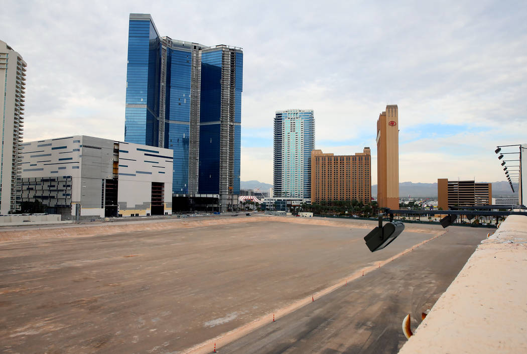 The construction site where ex-NBA player Jackie Robinson has proposed a big expansion for his arena and hotel project at the north lot on Las Vegas Boulevard, between SLS and Fontainebleau. (Bizu ...