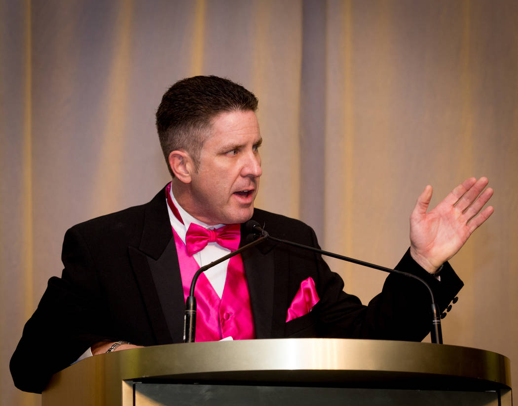Las Vegas HEALS CEO Doug Geinzer speaks at the organization's sixth annual awards dinner Oct. 19.