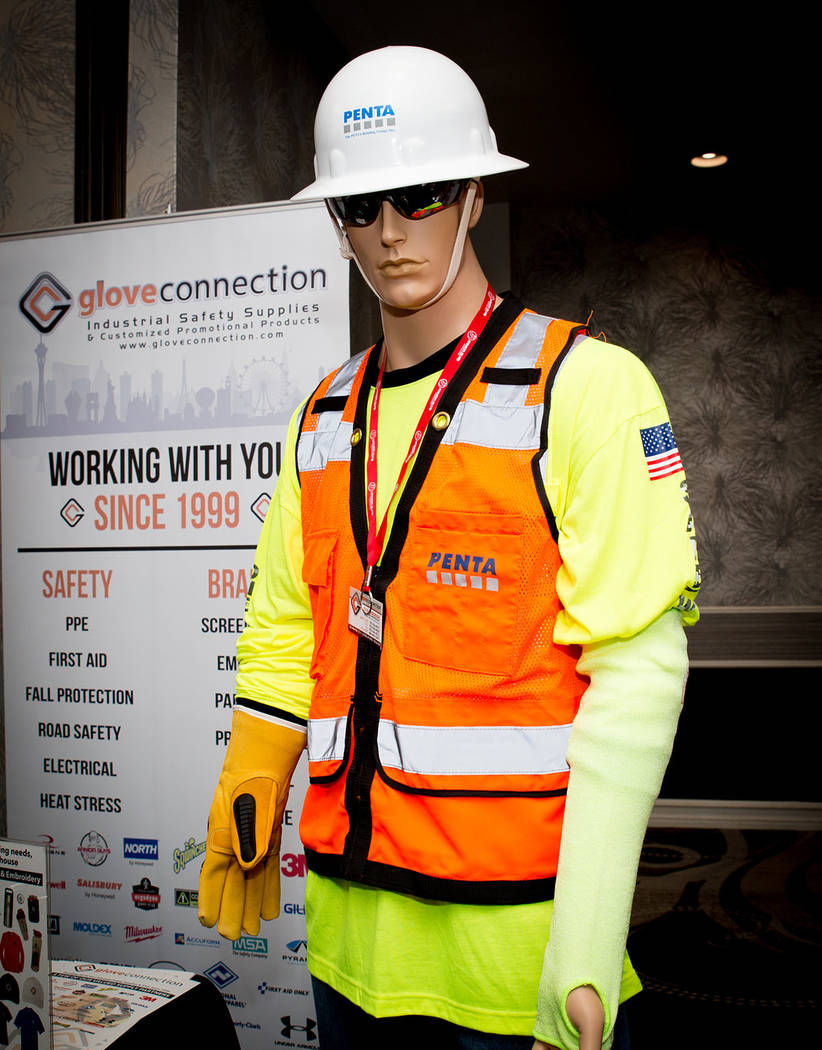 A display booth at Penta Building Group's safety event features gear. (Tonya Harvey Business Press)
