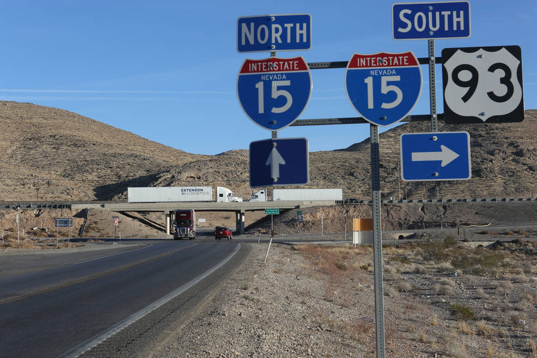 The intersection of Interstate 15 and U.S. Route 93 in Nevada is the proposed site of a new interchange to improve safety and enhance mobility for the Apex Industrial Park in North Las Vegas. (Mic ...