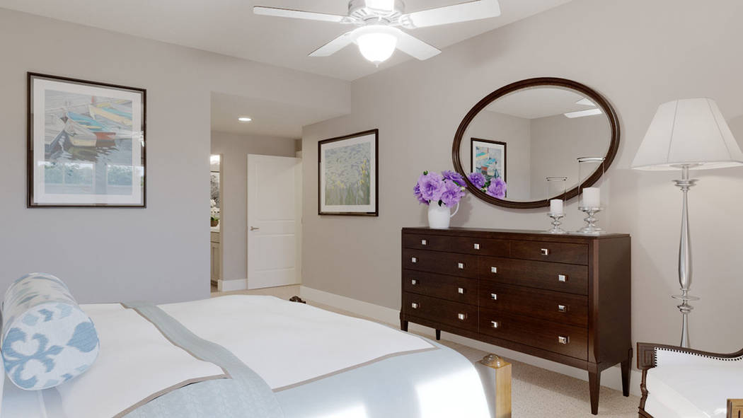 A bedroom in Edward Homes' Coronado condominiums in Summerlin. (Edward Homes)