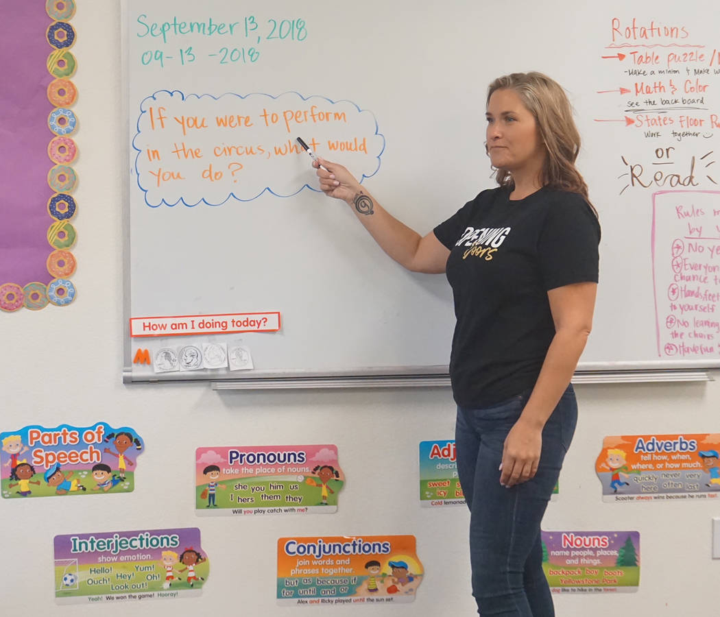 Las Vegas Realtor Christina Chipman volunteers in a Las Vegas classroom on Sept. 13. (GLVAR)