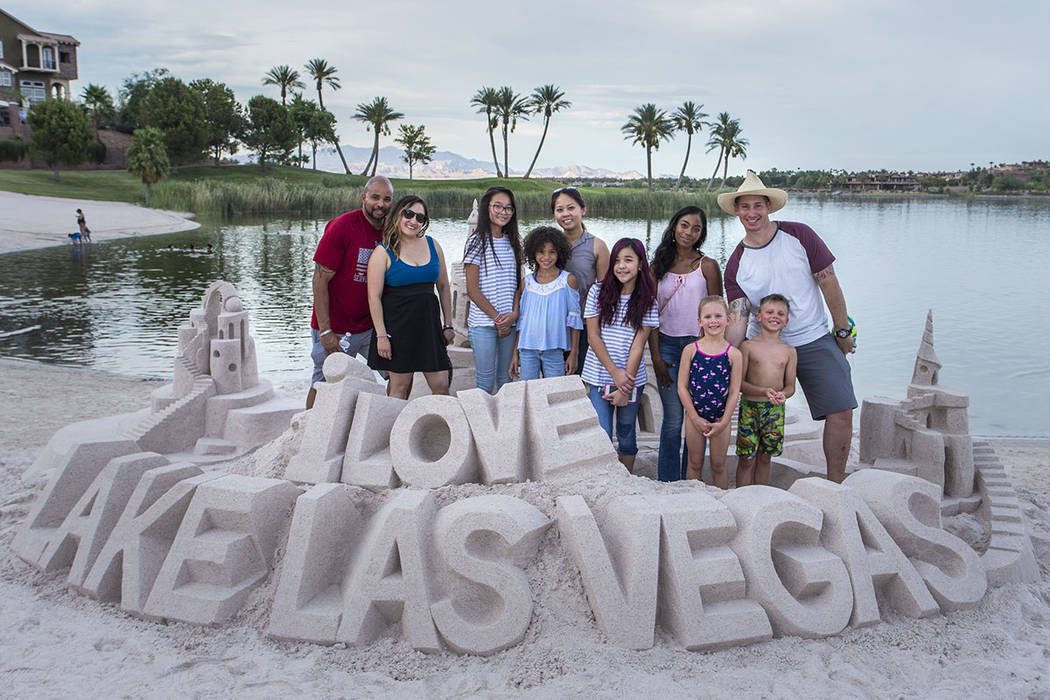 Lake Las Vegas residents build sand art at the beach. (Lake Las Vegas)