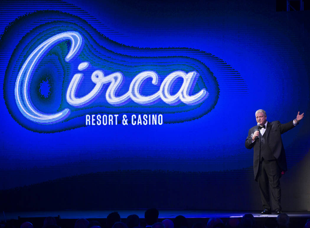 Developer Derek Stevens speaks during an event to announce his new downtown Las Vegas project Circa Resort & Casino on Jan. 10, at the Downtown Las Vegas Events Center. (Benjamin Hager/Las Vegas B ...
