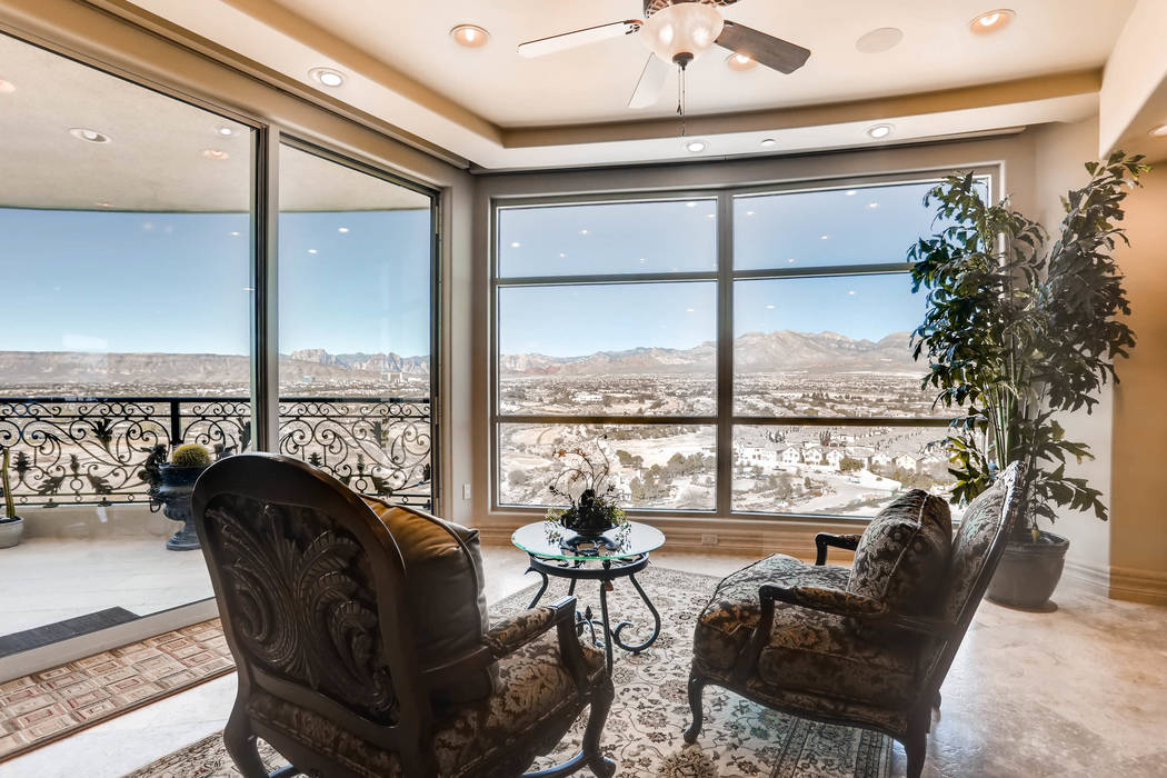 The unit 1501 in One Queensridge Place has sweeping views of the desert mountains. (Char Luxury Real Estate)