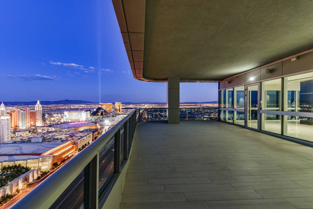 Unit 4307 in Panorama Tower, 4471 Dean Martin Drive, has a large balcony. (Realty One Group)