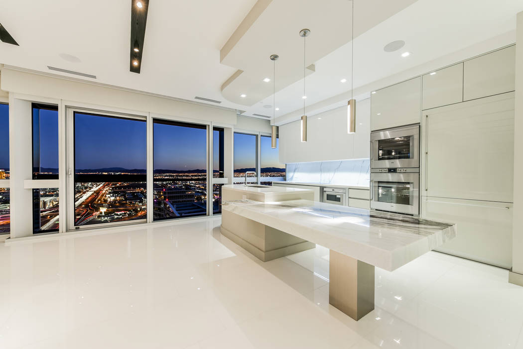 The kitchen in unit 4307 in Panorama Tower, is ultra modern. (Realty One Group)