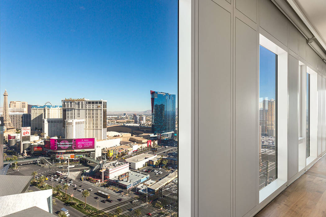 The Waldorf Astoria unit No. 2403 showcases sweeping views of the Las Vegas Strip. (Luxury Estates International)