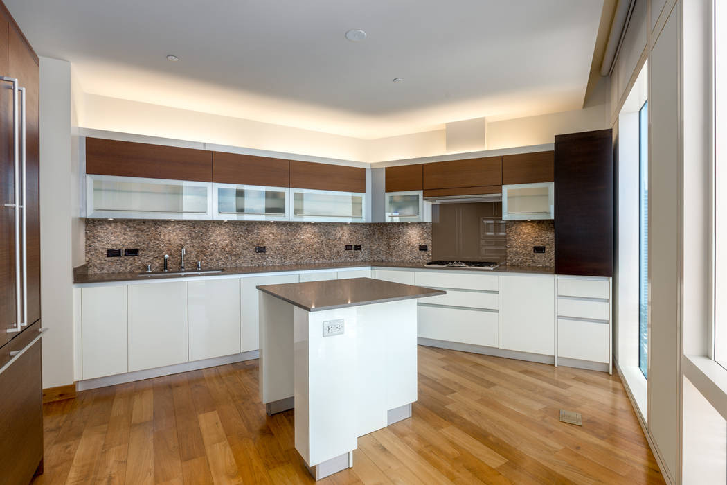 The kitchen in unit 3604 in Waldorf Astoria. (Luxury Estates International)