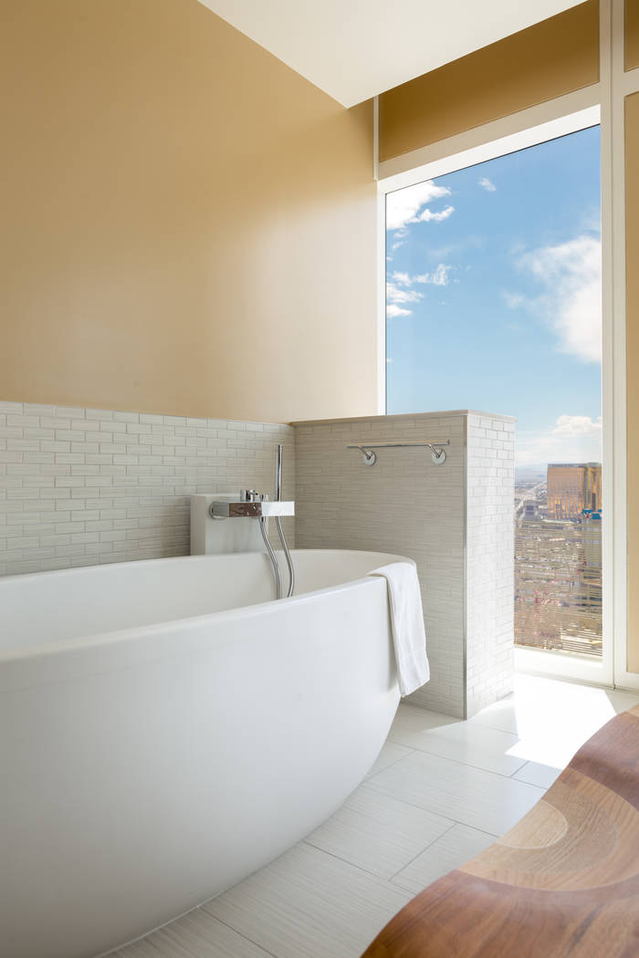 The master bath in unit 3604 in Waldorf Astoria. (Luxury Estates International)