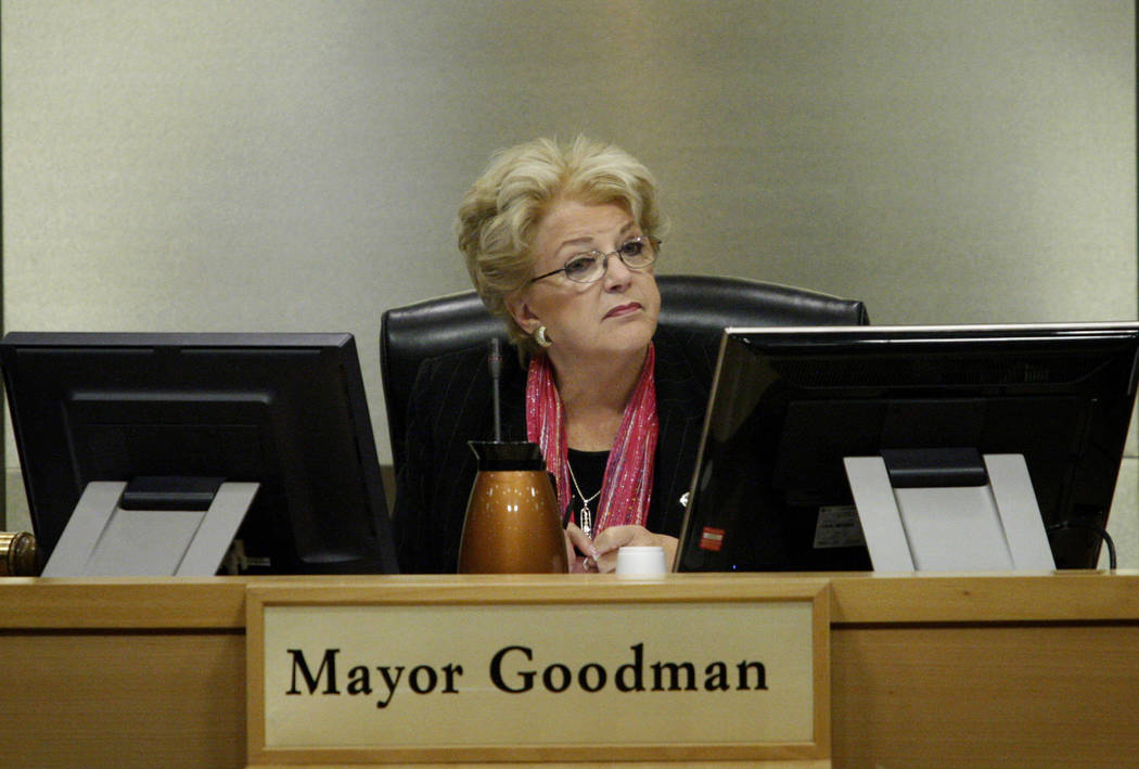 In this Las Vegas Business Press file photo, Mayor Carolyn Goodman listens during a meeting of the redevelopment authority at City Hall in downtown Las Vegas.
