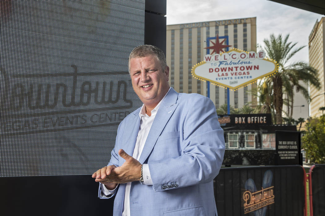 D Las Vegas CEO Derek Stevens at the Downtown Las Vegas Events Center on Aug. 9, 2018. He and others talked about growth in Las Vegas convention space. (Benjamin Hager Las Vegas Business Press)