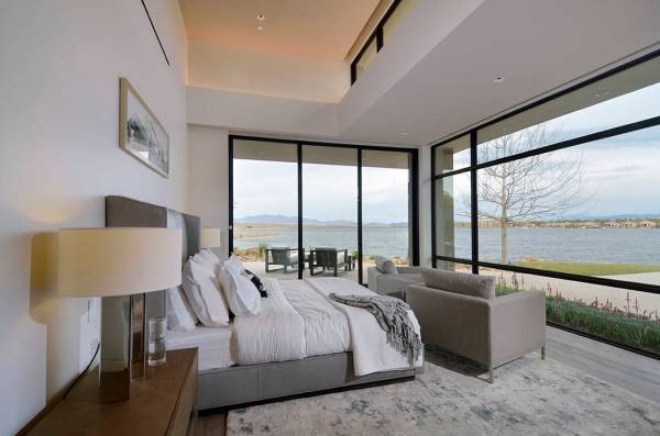 The master bedroom has a view of Lake Las Vegas. (Bill Hughes Las Vegas Business Press)