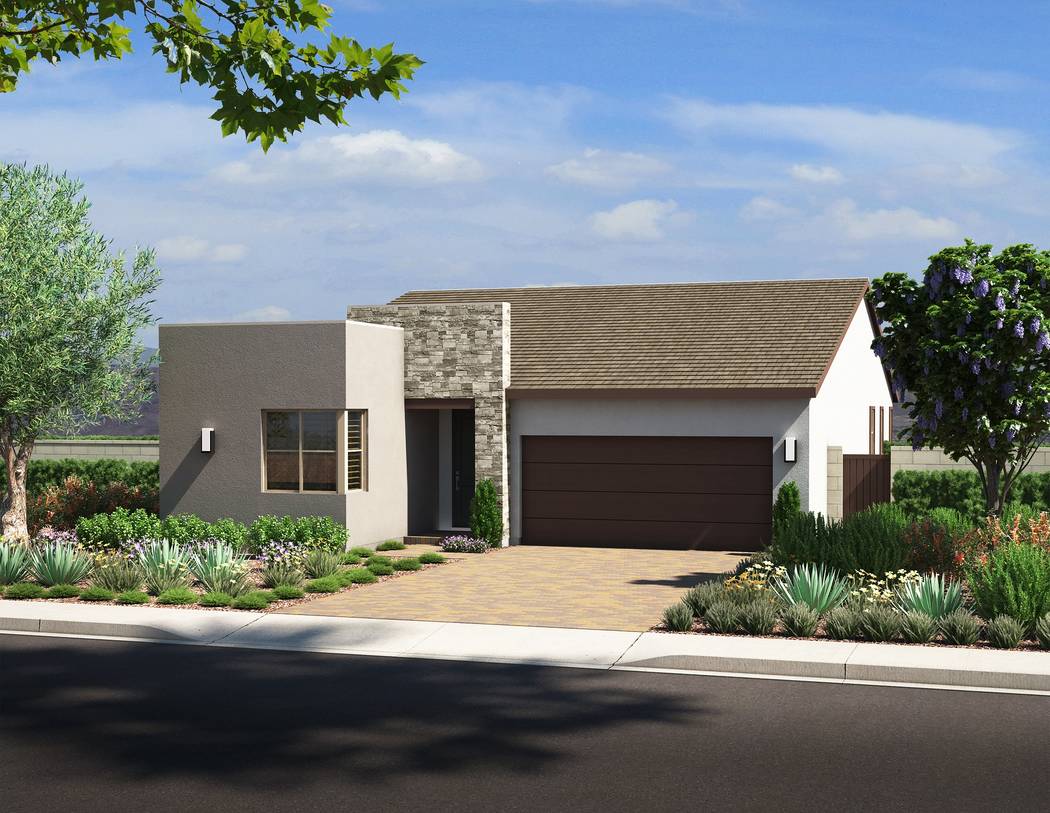 Pardee Homes This artist's rendering shows a single-story residence in Pardee Home's Larimar ne ...