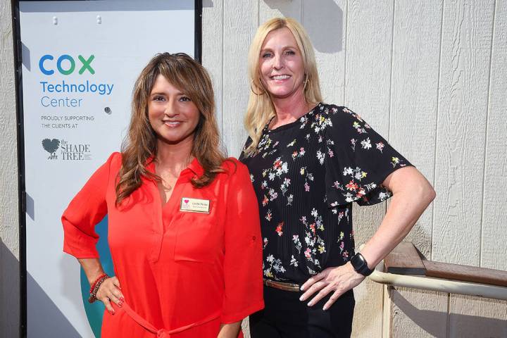 From left, Linda Perez, The Shade Tree, with Kim Salinas, Cox Business.