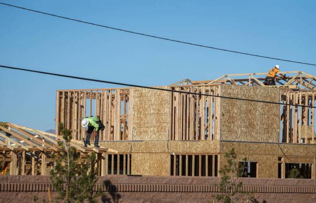 KB Home crews work on Desert Mesa neighborhood in North Las Vegas on Feb. 25. (Las Vegas Review ...