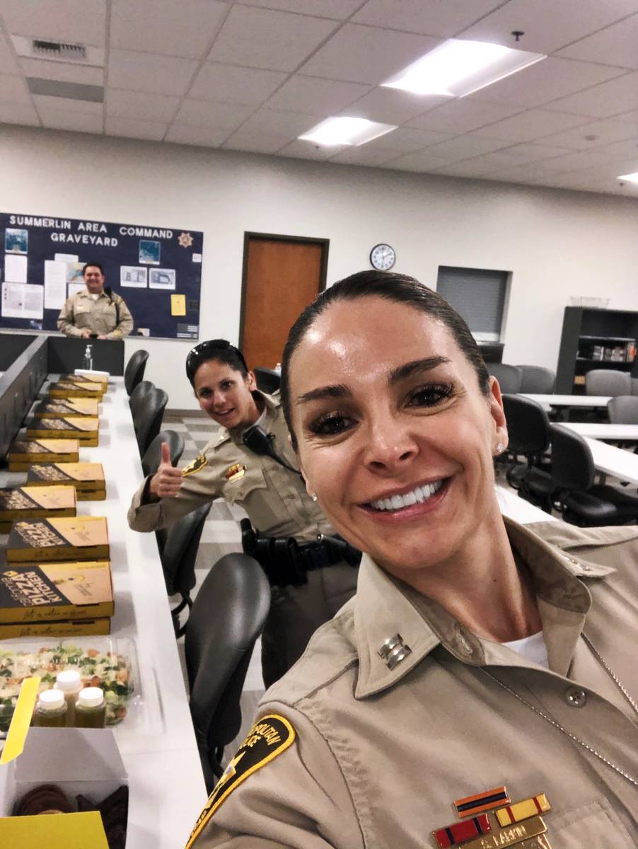 Las Vegas Metropolitan Police Department's Summerlin Area Command workers were treated to pizza ...