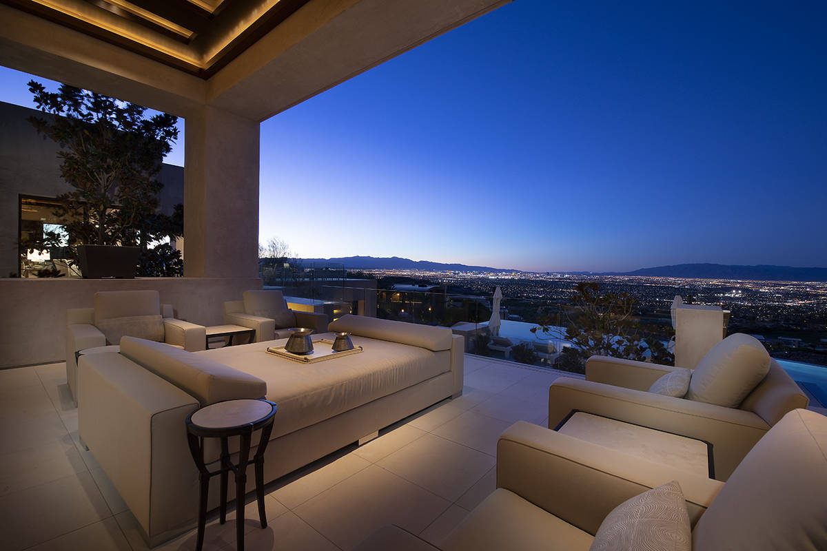 The balcony has views of the Strip. (Synergy Sotheby’s International Realty)