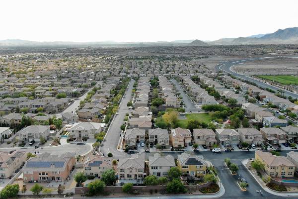 An aerial view of Skye Canyon shows the homes in the northwest valley master plan. The communit ...